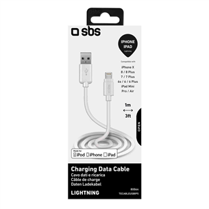 Laidas SBS Lightning USB, 1m, Raudonas