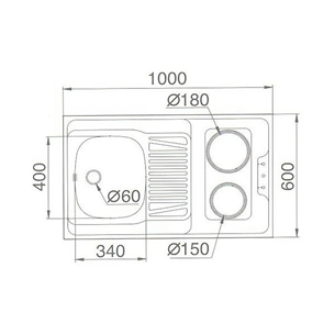 MKZ100, freezer + undercoat + sink + hob, white/grey - Mini Kitchen