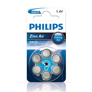 Elementai Philips, Zinc Air 1.4V 6-blister (PR44) ZA675B6A/00