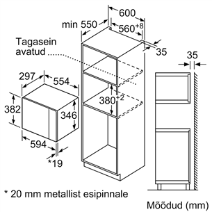 Įmontuojama mikrobangų krosnelė Bosch BFL524MB0