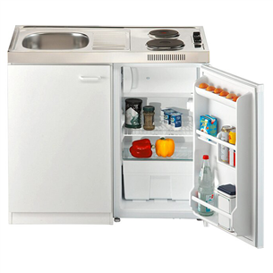 MKZ100, freezer + undercoat + sink + hob, white/grey - Mini Kitchen