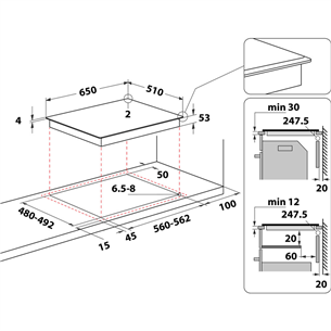 Kaitlentė Whirlpool SMP658CBTIXL, indukcinė, 65 cm