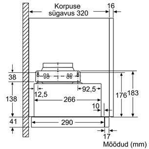 Bosch, 405 м³/ч, ширина 59,8 см, серебристый - Интегрируемая вытяжка