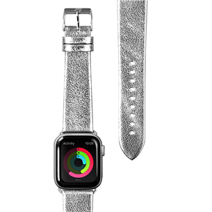 Dirželis Laut METALLIC LEATHER Apple Watch, 38 mm / 40 mm, Silver