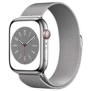 Išmanusis laikrodis Apple Watch Series 8 GPS + Cellular, Milanese Loop, 45mm, silver stainless steel MNKJ3EL/A