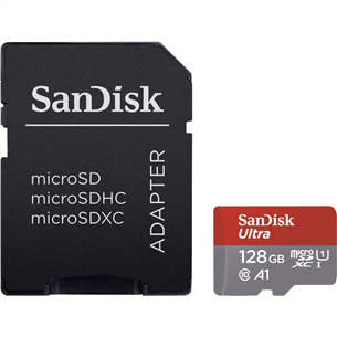 Atminties kortelė SanDisk SD Micro 128GB Ultra XC + SD adapteris (128 GB)
