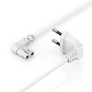 Maitinimo laidas Hama Power Cord, 2-pin, angled, 3 m, white