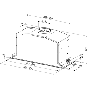 Faber BI-AIR KL A52, 670 м³/ч, нерж. сталь - Интегрируемая вытяжка