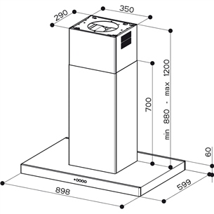 Faber STILO COMFORT ISOLA X A90, 710 м³/ч, нерж. сталь - Островная вытяжка
