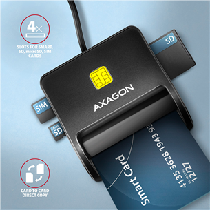 AXAGON CRE-SM3SD, USB-A, memory card reader, black - Smart card reader