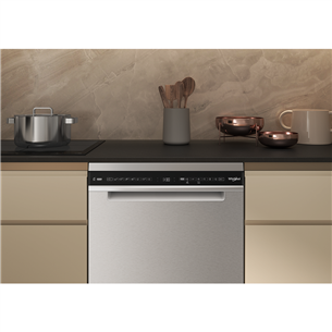 Whirlpool, 15 place settings, inox - Free standing dishwasher