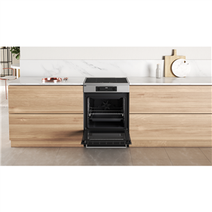 Whirlpool, 83 L, inox - Free standing induction cooker