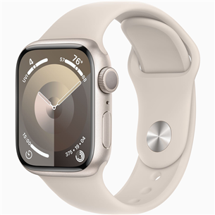 Išmanusis laikrodis Apple Watch Series 9 GPS, 41 mm, Sport Band, S/M, starlight