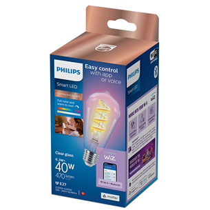 Išmanioji lemputė Philips WiZ LED Smart Bulb, 40 W, E27, RGB