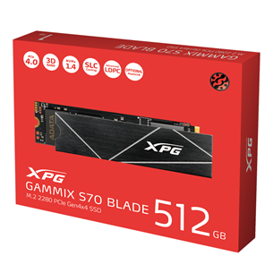 Adata XPG Gammix S70 Blade, 512 GB, M.2 PCIe Gen4, black - SSD Kietasis diskas