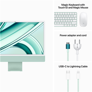 Apple iMac 24" (2023), M3 8C/10C, 8 GB, 256 GB, Touch ID, SWE, green - All-in-one PC