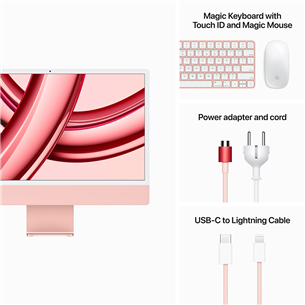 Apple iMac 24" (2023), M3 8C/10C, 8 GB, 256 GB, Touch ID, ENG, pink - All-in-one PC