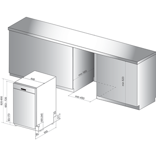 Whirlpool, 10 place settings, width 44,8 cm - Built-in dishwasher