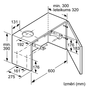 Bosch, 405 м³/ч, ширина 59,8 см, серебристый - Интегрируемая вытяжка