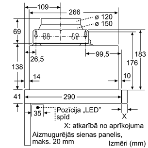 Bosch, 405 м³/ч, ширина 59,8 см, серебристый - Интегрируемая вытяжка