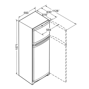 Liebherr, 270 L, aukštis 158 cm, baltas - Šaldytuvas