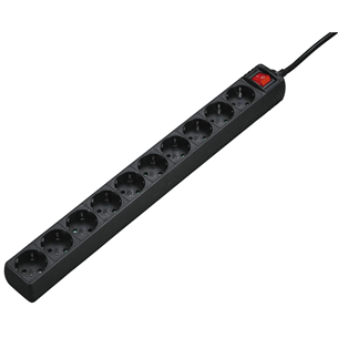 Hama Power Strip, 10 skylių, 3 m, juodas - Ilgiklis