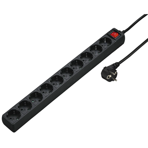 Hama Power Strip, 10-way, 3 m, black  - Power Strip