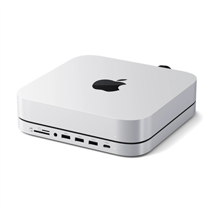 Satechi Mac Mini Stand & Hub, SSD slot, silver - Mac USB hub