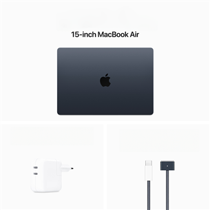 Apple MacBook Air 15'' (2024), M3 8C/10C, 16 GB, 512 GB, RUS, midnight - Nešiojamas kompiuteris