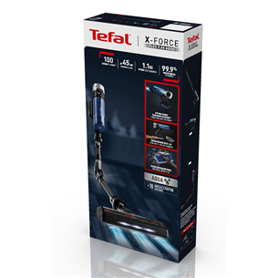 Tefal X-Force Flex 9.60 Aqua, juodas - Belaidis dulkių siurlbys + baterija