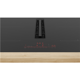 Bosch, Series 6, width 80 cm, frameless, black - Built-in induction hob with cooker hood