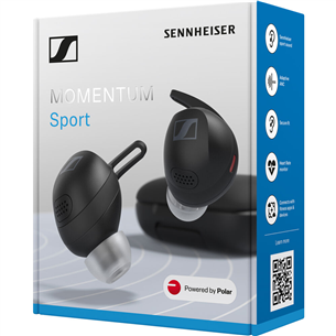 Sennheiser Momentum SPORT True Wireless, juodos - Belaidės ausinės