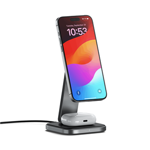 Satechi 2-in-1 Foldable Qi2 Charging Stand - Беспроводная зарядная док-станция