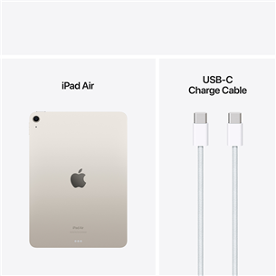 Apple iPad Air 11'' (2024), M2, 128 GB, WiFi, starlight - Planšetinis kompiuteris