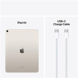 Apple iPad Air 13'' (2024), M2, 512 GB, WiFi + 5G, starlight - Planšetinis kompiuteris