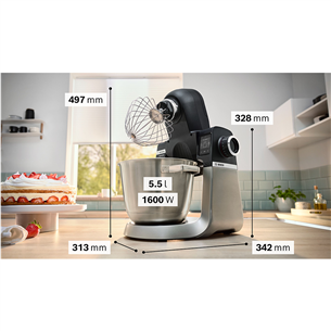 Bosch, Series 6, 1600 W, juodas - Virtuvinis kombainas