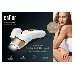 Braun Silk-expert Pro 5, baltas/auksinis - IPL Fotoepiliatorius