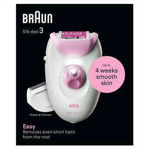 Braun Silk epil 3, белый/розовый - Эпилятор