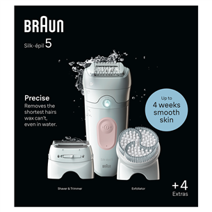 Braun Silk epil 5, Wet & Dry, baltas - Epiliatorius