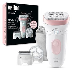 Braun Silk epil 7, сухое и влажное использование, белый/розовый - Эпилятор