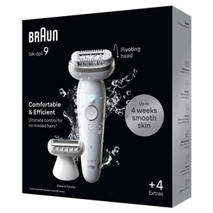 Braun Silk epil 9, Wet & Dry, baltas - Epiliatorius