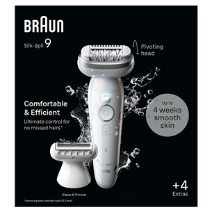 Braun Silk epil 9, Wet & Dry, white - Epilator