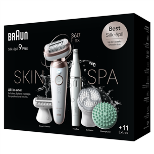 Braun Silk epil 9 Flex SkinSpa, baltas - Epiliatorius