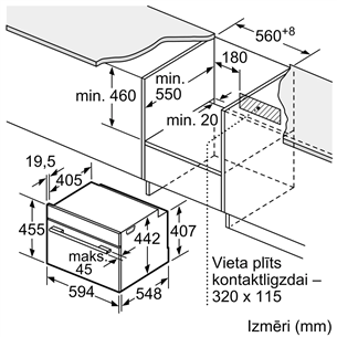 Bosch, Series 8, 45 L, juoda - Orkaitė