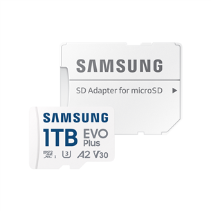 Samsung EVO Plus, microSDXC, 1 TB, balta - Atminties kortelė ir adapteris