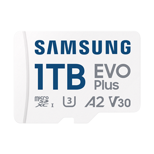 Samsung EVO Plus, microSDXC, 1 TB, balta - Atminties kortelė ir adapteris