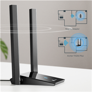 TP-Link Archer TX20U Plus, AX1800, WiFi 6, juodas - USB WiFi adapteris