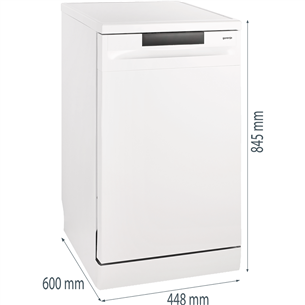 Gorenje, 9 place settings, white - Free standing dishwasher