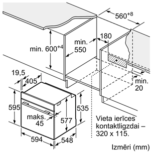 Bosch, Series 8, пиролитическая очистка, 71 л, черный - Интегрируемый духовой шкаф