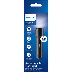 Philips Torch, 200 lm, black - Flashlight